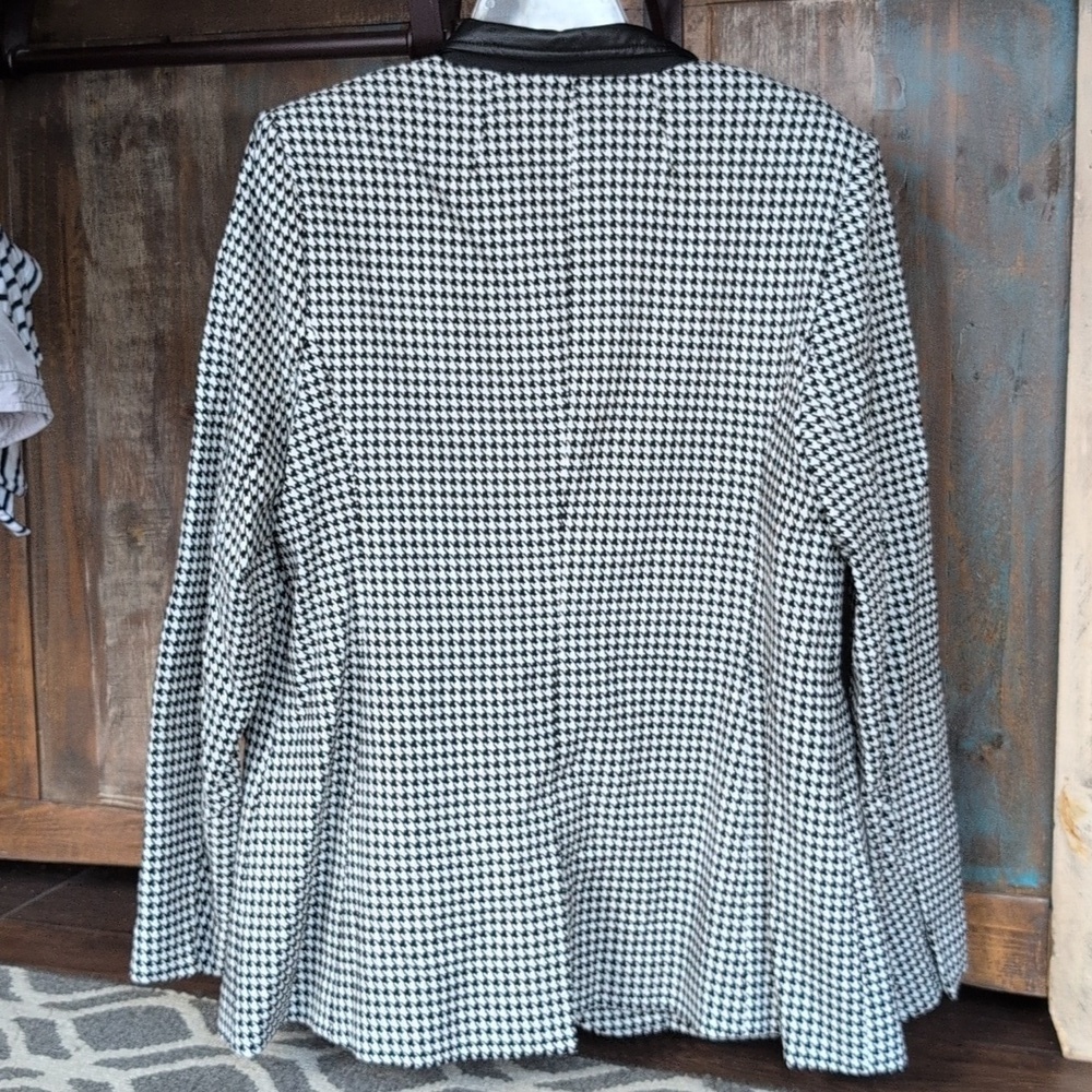 Lane Bryant Bryant Blazer Houndstooth Faux Black Leather Collar - Women's 14 - Picture 5 of 7